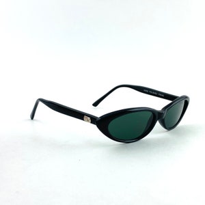 Authentic 90s Pointed Oval Black Cat Eye Sunglasses | 90s slim sunglasses