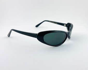 Authenitc Vintage 90s Slim Black Oval Sunglasses Deadstock - Etsy