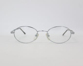 Authentieke vintage mini-zilveren ovale bril met metalen montuur