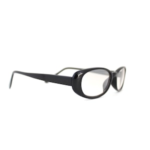 Vintage 90s Black Mini Oval Glasses with Reflective Transparent Lenses