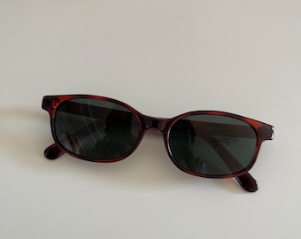 Authentic Vintage 90s Red Tortoise Shell Square Sunglasses