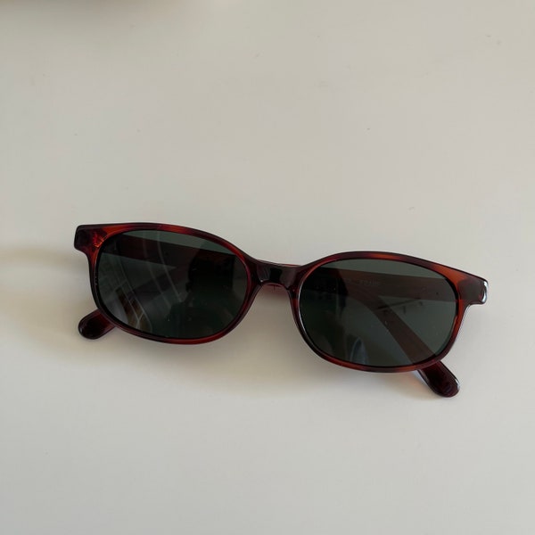 Authentique lunettes de soleil carrées vintage des années 90 en écaille de tortue rouge