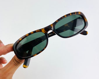 Authentic Vintage 90s Brown Tortoise Rectangle Sunglasses