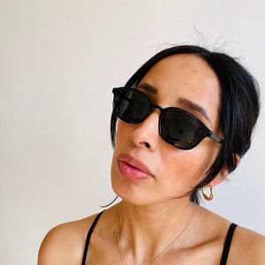 Authentic Vintage 90s Slim Black Square Sunglasses