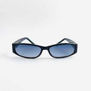 Vintage 90s Slim Rectangle Tortoise Frame Sunglasses | Authentic 90s deadstock blue sunglasses