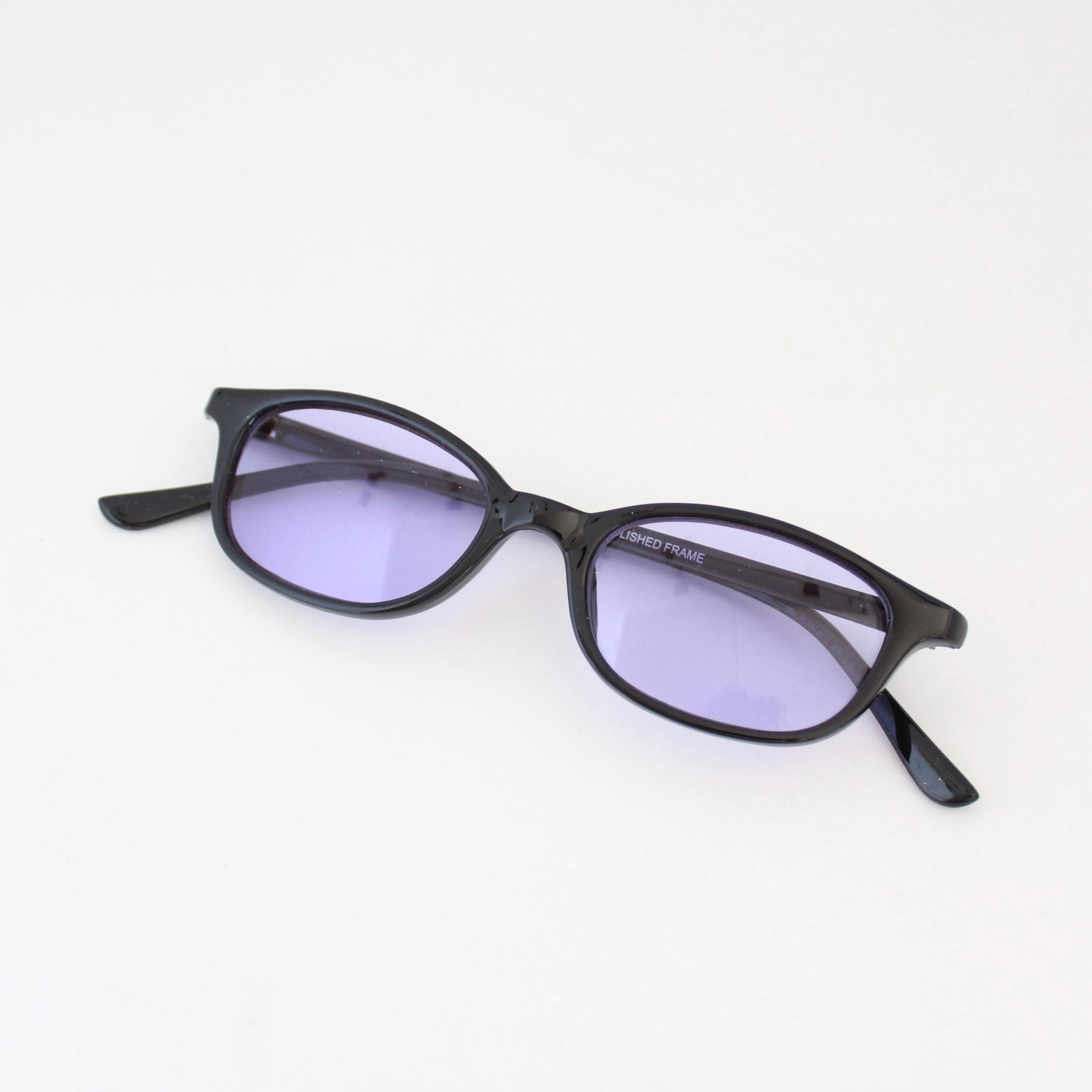 New Purple Retro Hippie Rectangle 70s 80s Small Narrow Sunglasses Fun Costumes Purple Fade Round Hippie Glasses | Groovy Retro  main image 4