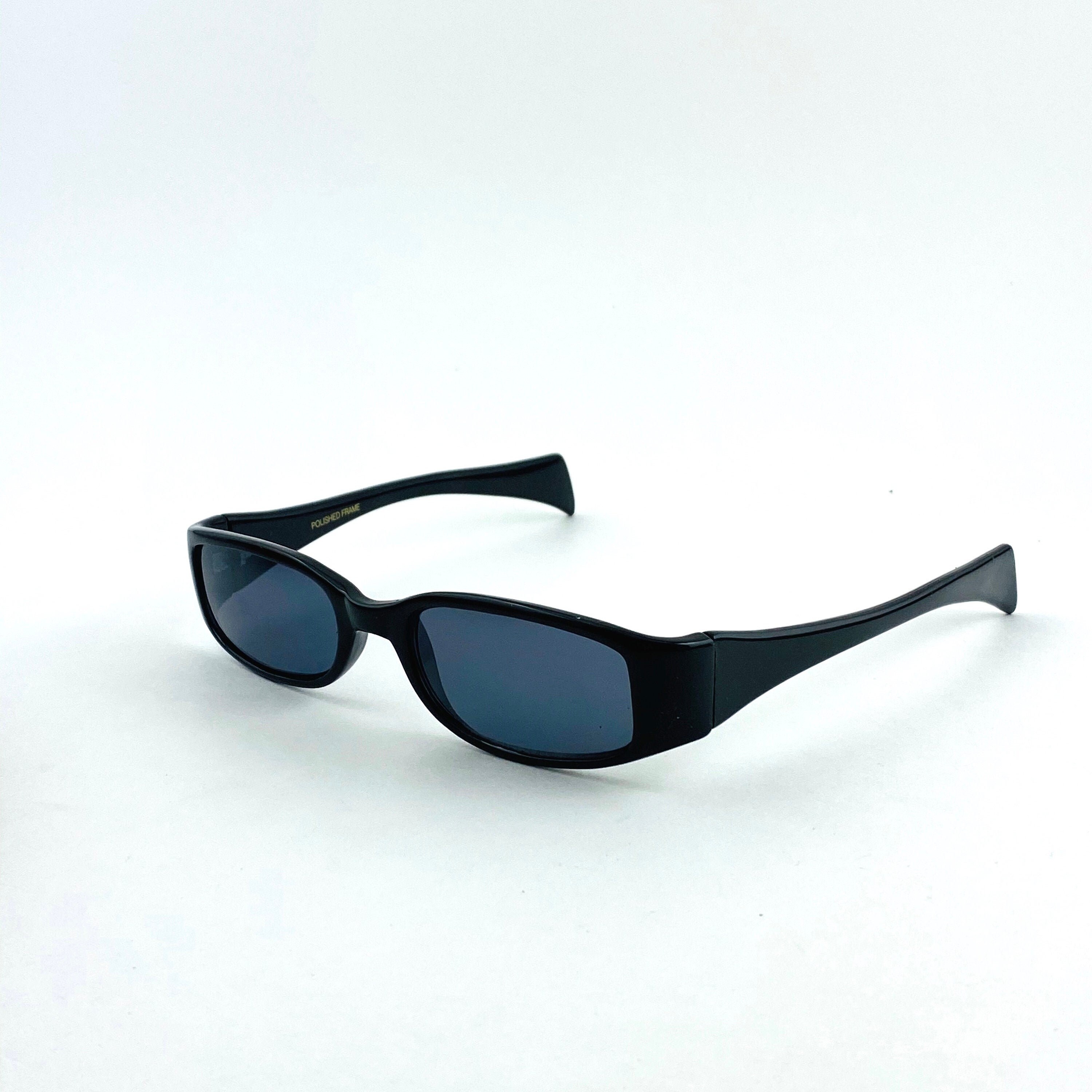 Y2k Rectangle Black Frame Straight Fin Temple Sunglasses - Etsy