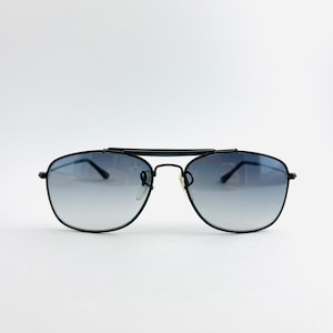 True Vintage Deadstock 90er Jahre Schwarze Wire Rectangle Pilotensonnenbrille
