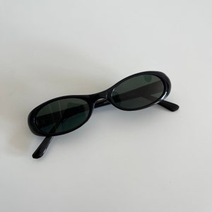 Authentic Vintage 90s Slim Black Oval Sunglasses