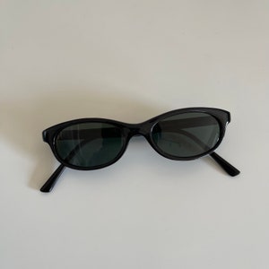 Authentic Vintage 90s Mini Black Cat Eye Oval Sunglasses