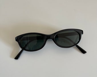 Authentic Vintage 90s Mini Black Cat Eye Oval Sunglasses