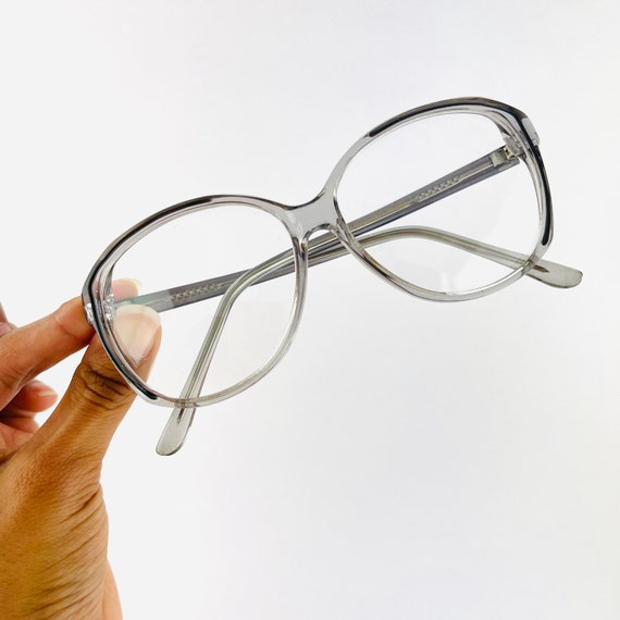 True Vintage 80s 90s Oversized Transparent Grey Clear lens Glasses Boho