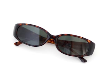 Authentic Vintage 90s Slim Tortoise Shell Rectangle Sunglasses