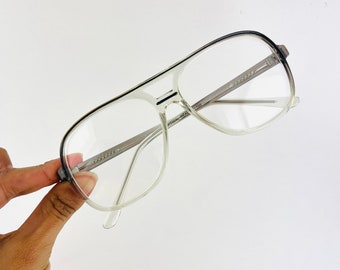 True Vintage 80s 90s Oversized Pilot Transparent Reading Glasses