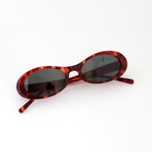 Authentic Vintage 90s Slim Tortoise Shell Oval Sunglasses