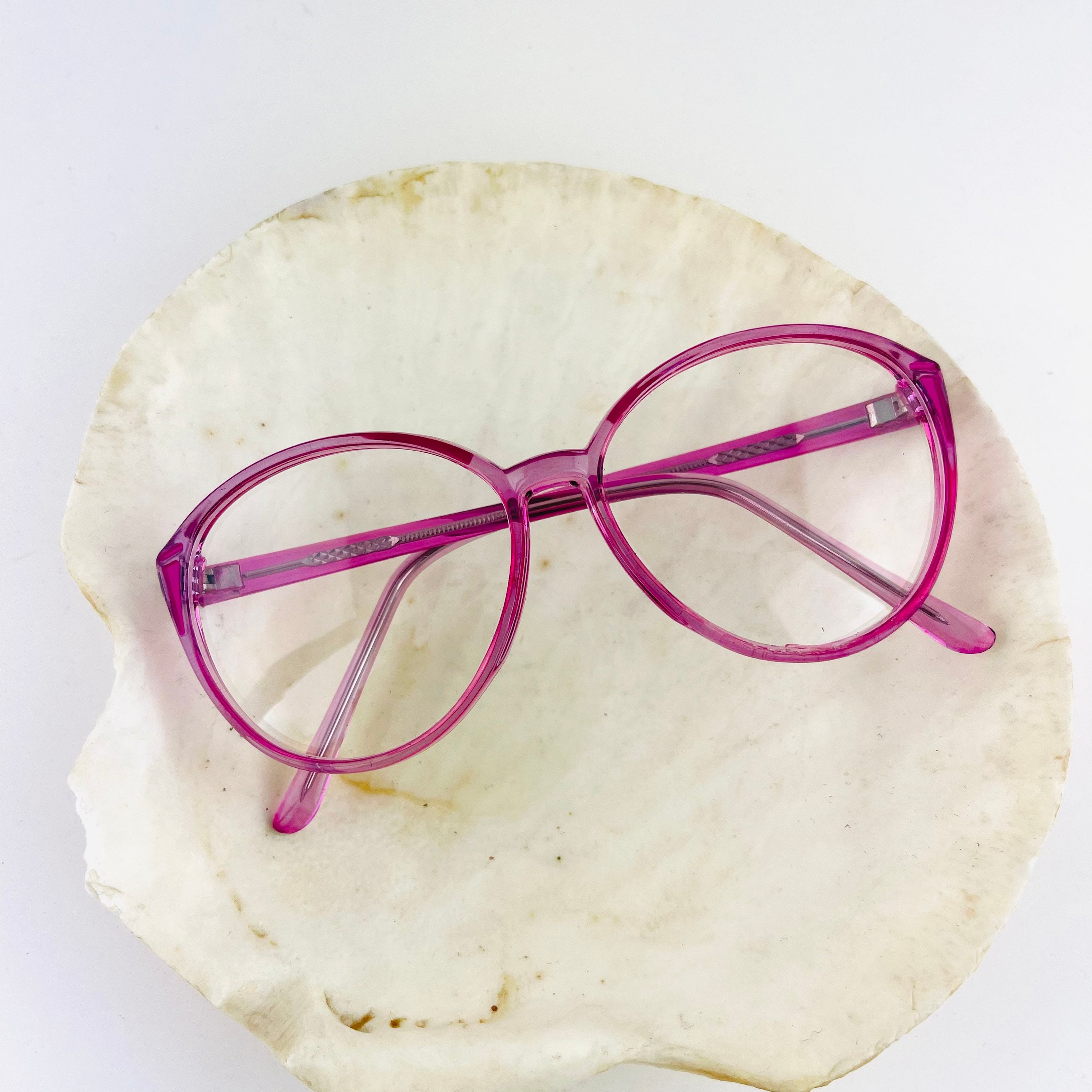 True Vintage 80s 90s Oversized Transparent Pink Clear Lens