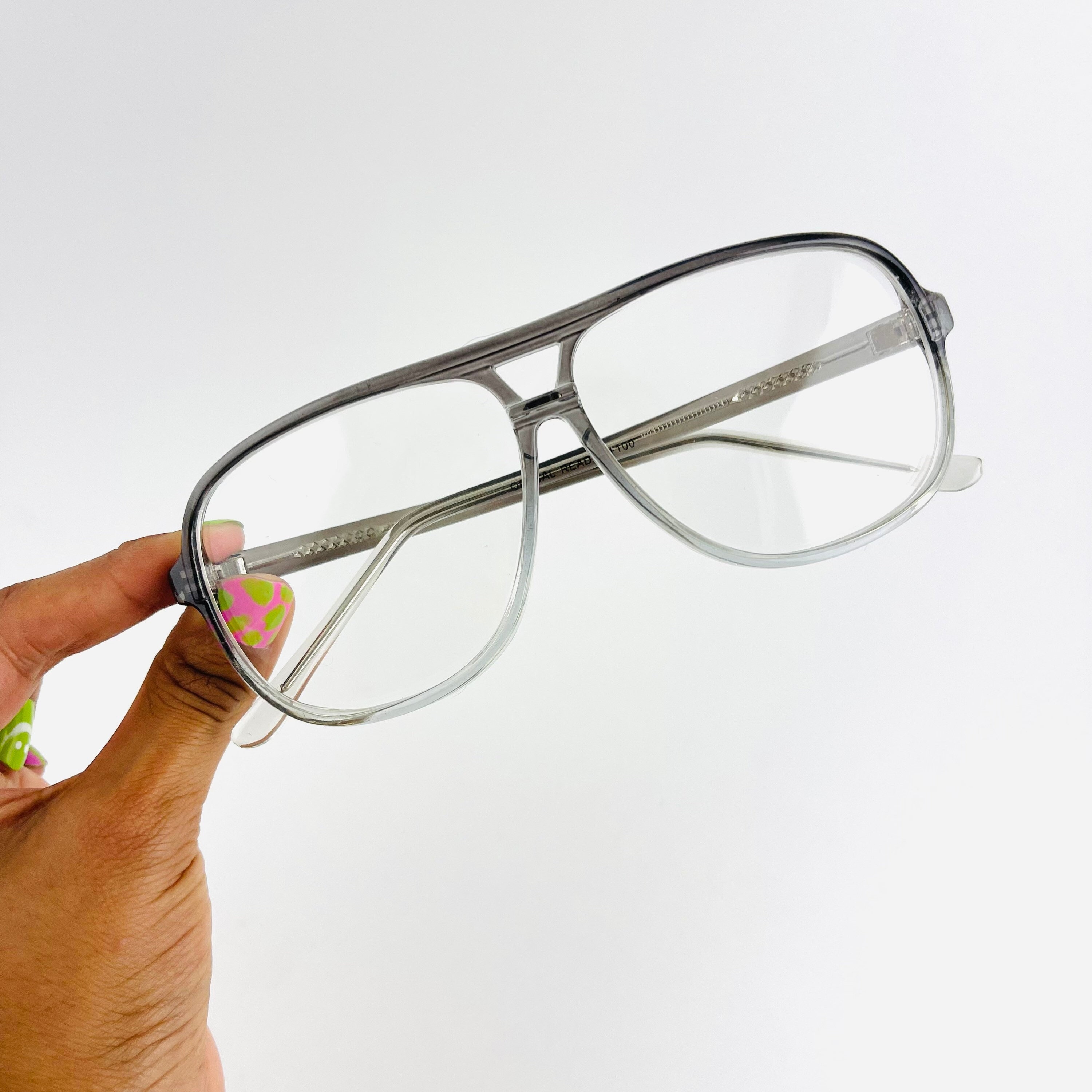 Occhiali Aviator Retro Grandi Lenti Trasparenti - Telaio Metallo - UV400 - Uomo
