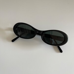 Authentic Vintage 90s Slim Black Oval Sunglasses image 8