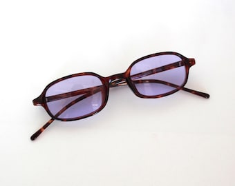 Authentic Vintage 90s Mini Rectangle Sunglasses with Purple Lens