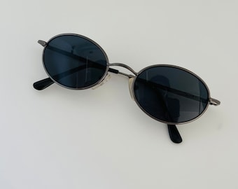 Authentic Vintage Mini Silver Metal Frame Oval Sunglasses