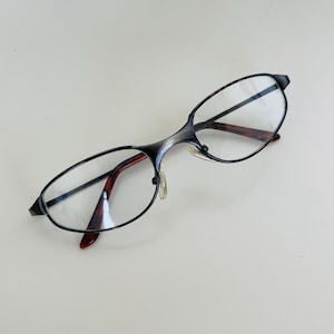 Vintage 2000s Gray Metal Wraparound Clear Lens Glasses