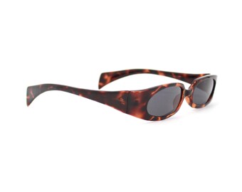 True Y2k Rectangle Black Frame Wraparound Sunglasses