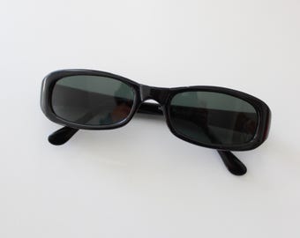 Authentic Vintage 90s Slim Black Rectangle Sunglasses