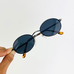 Vintage Mini Bronze Metal Frame Oval Sunglasses