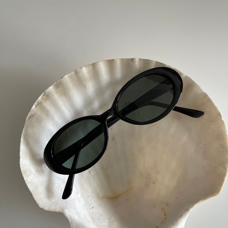 Authenitc Vintage 90s Slim Black Oval Sunglasses Deadstock sunglasses image 7
