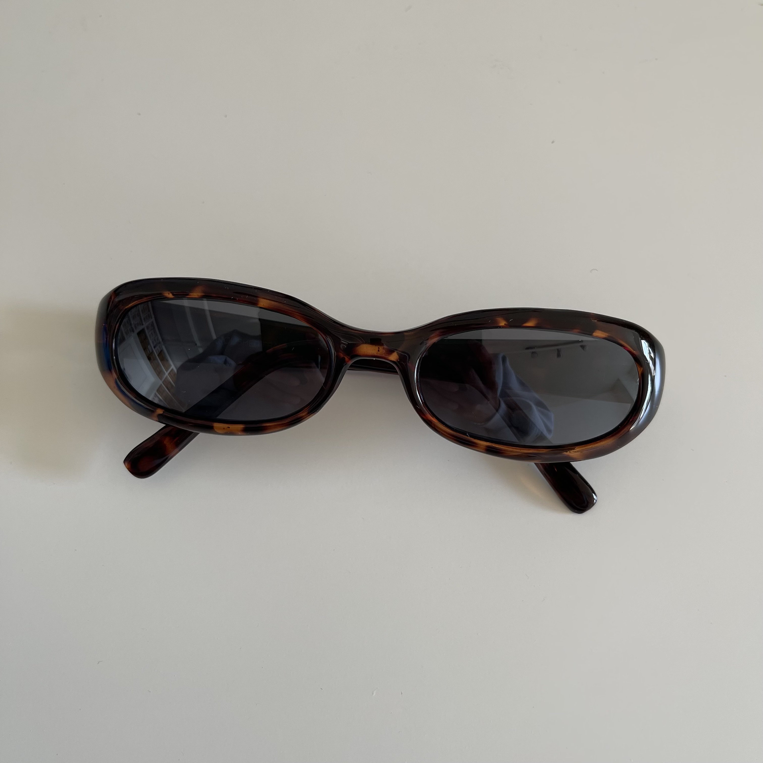 Vintage 90s Slim Tortoise Rectangle Sunglasses With Mirror  display picture 2