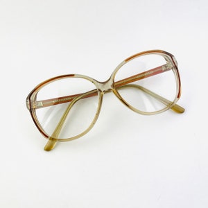 True Vintage 80s 90s Oversized Transparent Brown Clear lens Glasses Boho