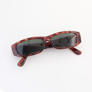AuthenticVintage 90s Slim Red Tortoise Shell Rectangle Sunglasses