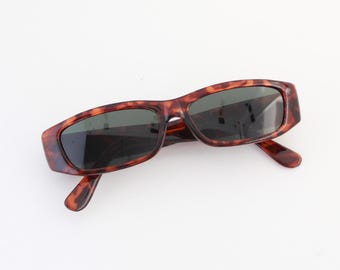 AuthenticVintage 90s Slim Red Tortoise Shell Rectangle Sunglasses