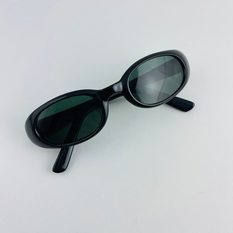 Authentic Vintage 90s Slim Black Oval Sunglasses image 6