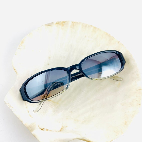Authentic Y2k Rectangle Blue Frame Sunglasses wit… - image 4