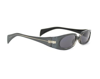 True Y2k Rectangle Grey Frame Wraparound Sunglasses