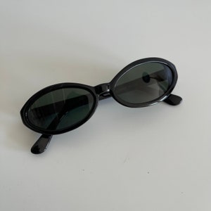 Authentic Vintage 90s Slim Black Oval Sunglasses