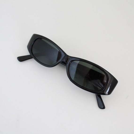 Vintage 90s Slim Black Rectangle Sunglasses - Etsy display picture 1
