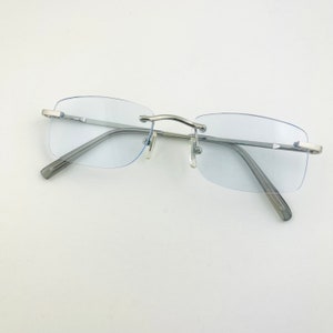 Vintage 90s Transparent Blue Rimless Reading Glasses +1.75