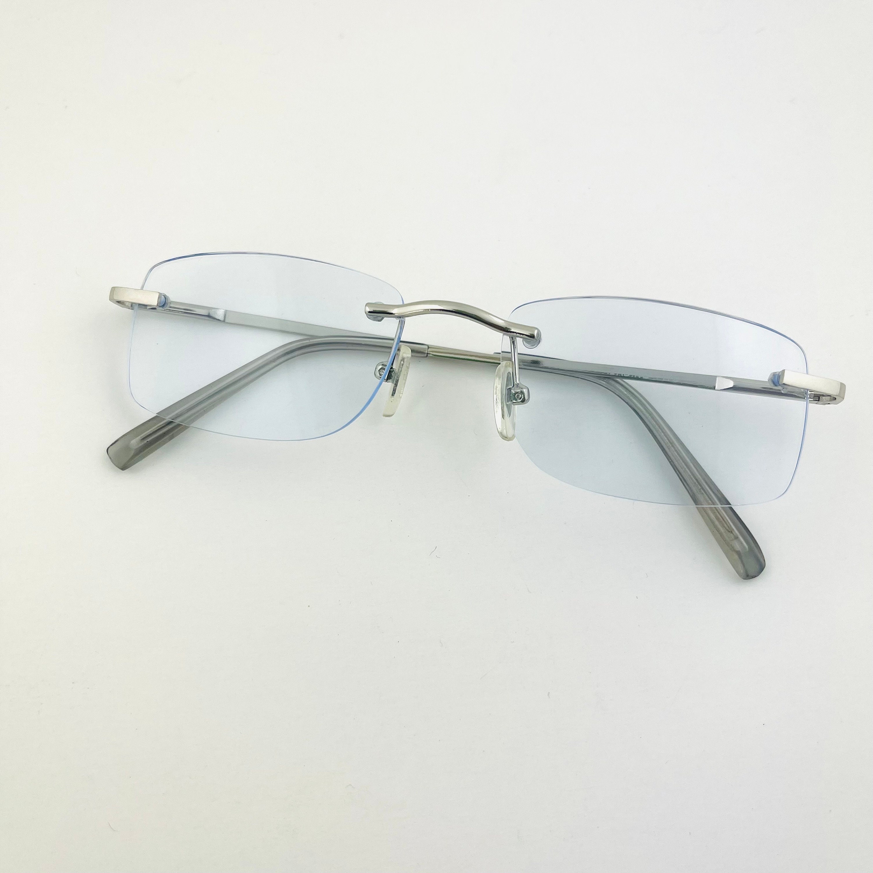 Vintage 90s Transparent Blue Rimless Reading Glasses 1.75 Etsy