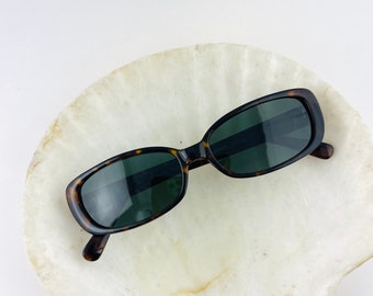 Authentic Vintage 90s Slim Tortoise Rectangle Sunglasses