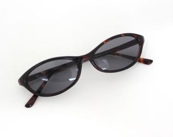 Authentic Vintage 90s Mini Oval Tortoise Sunglasses with Grey Lenses