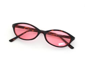Authentic Vintage 90s Mini Oval Sunglasses with Pink Lens