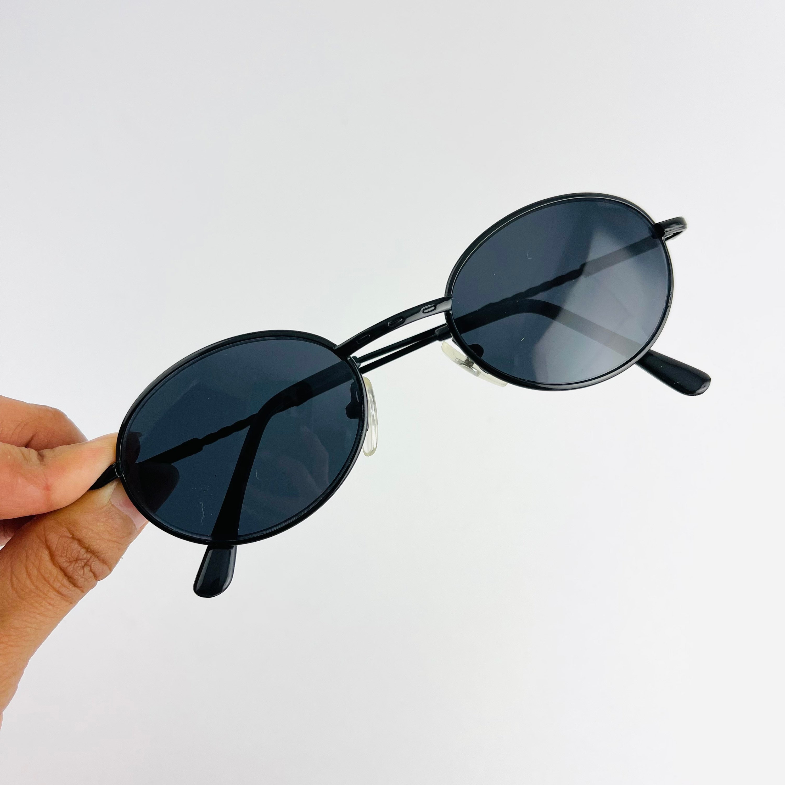 Authentic Vintage Black Metal Frame Oval Sunglasses Etsy — free download