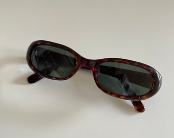 Authentic Vintage 90s Slim Oval Tortoise Sunglasses