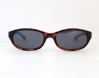 Vintage 90er Jahre Tortoise Oval Sonnenbrille mit reflektierenden Gläsern