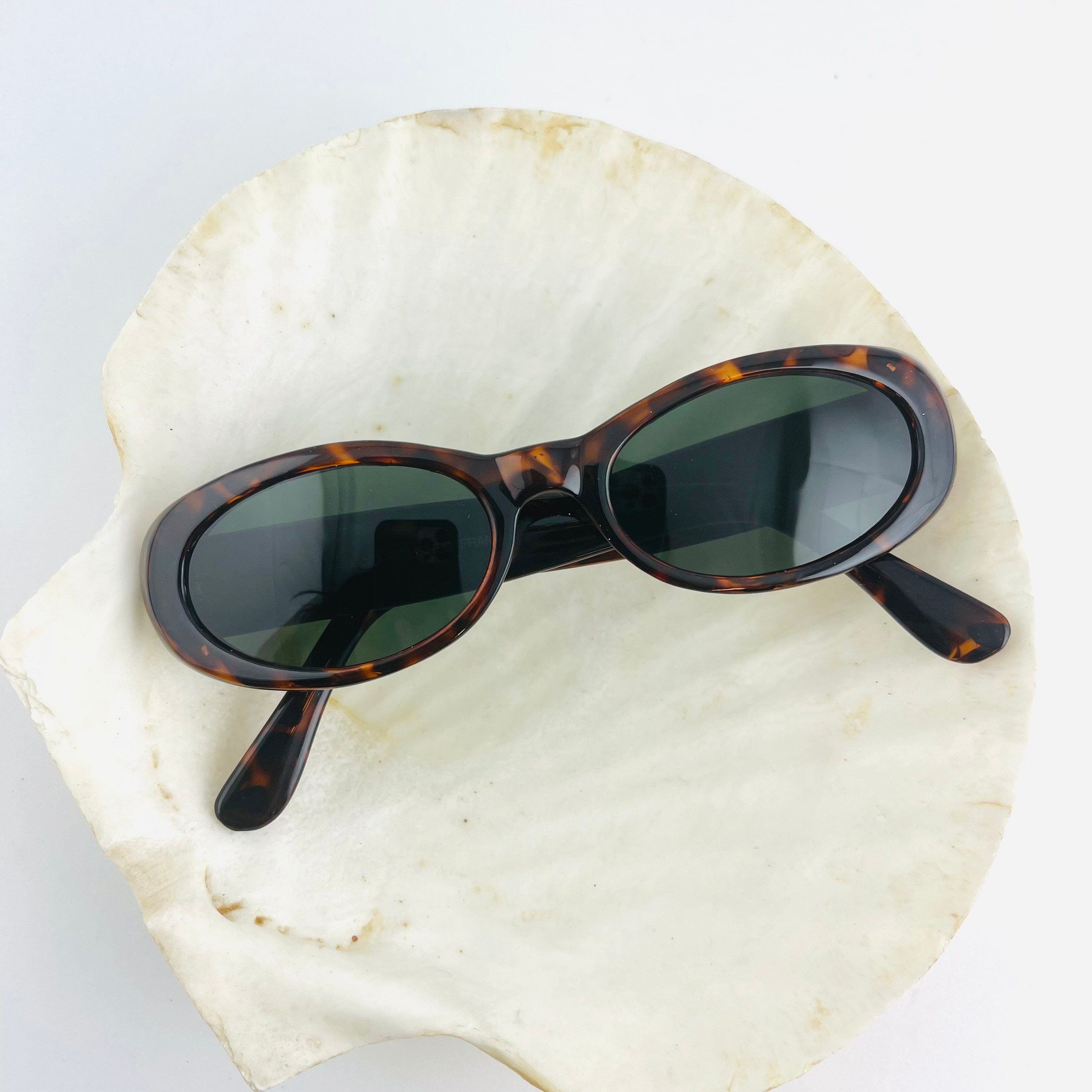 Vintage 90s Brown Tortoise Shell Oval Sunglasses - Etsy