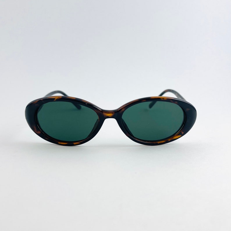 Authentic Vintage 90s Slim Tortoise Oval Shell Sunglasses Deadstock image 2