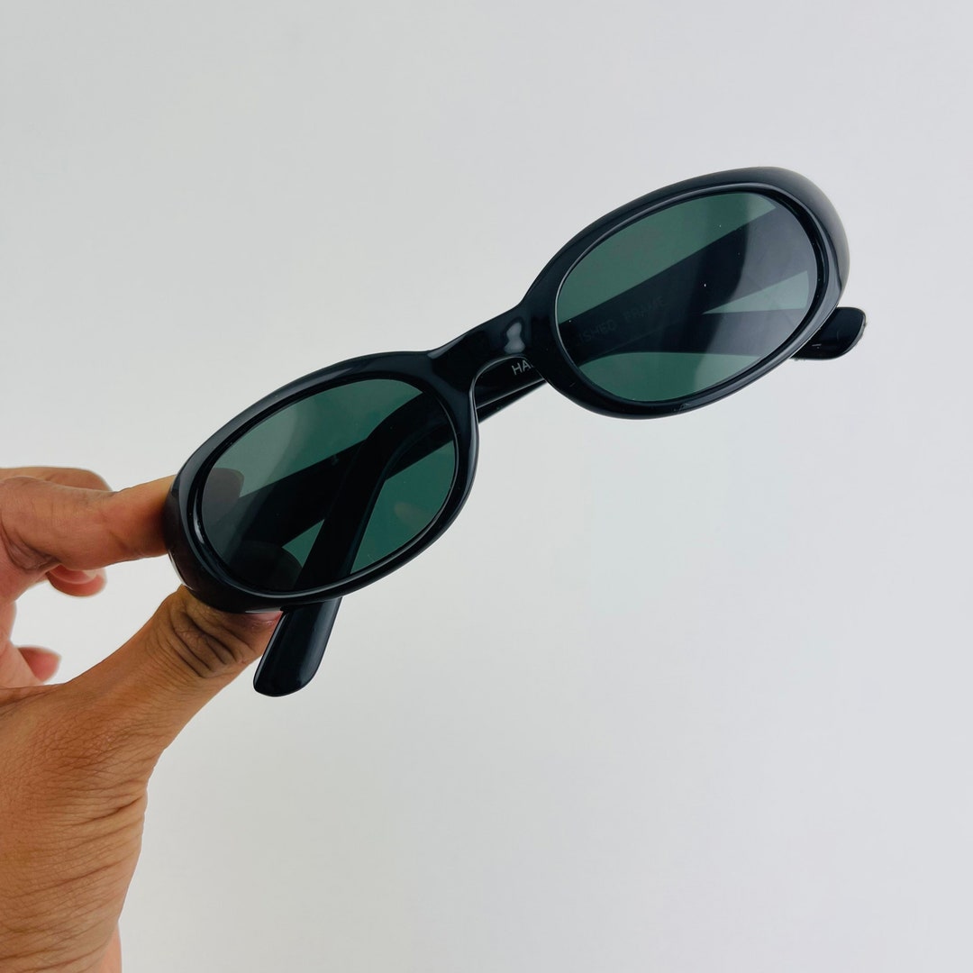 Authentic Vintage 90s Slim Black Oval Sunglasses Etsy — free download
