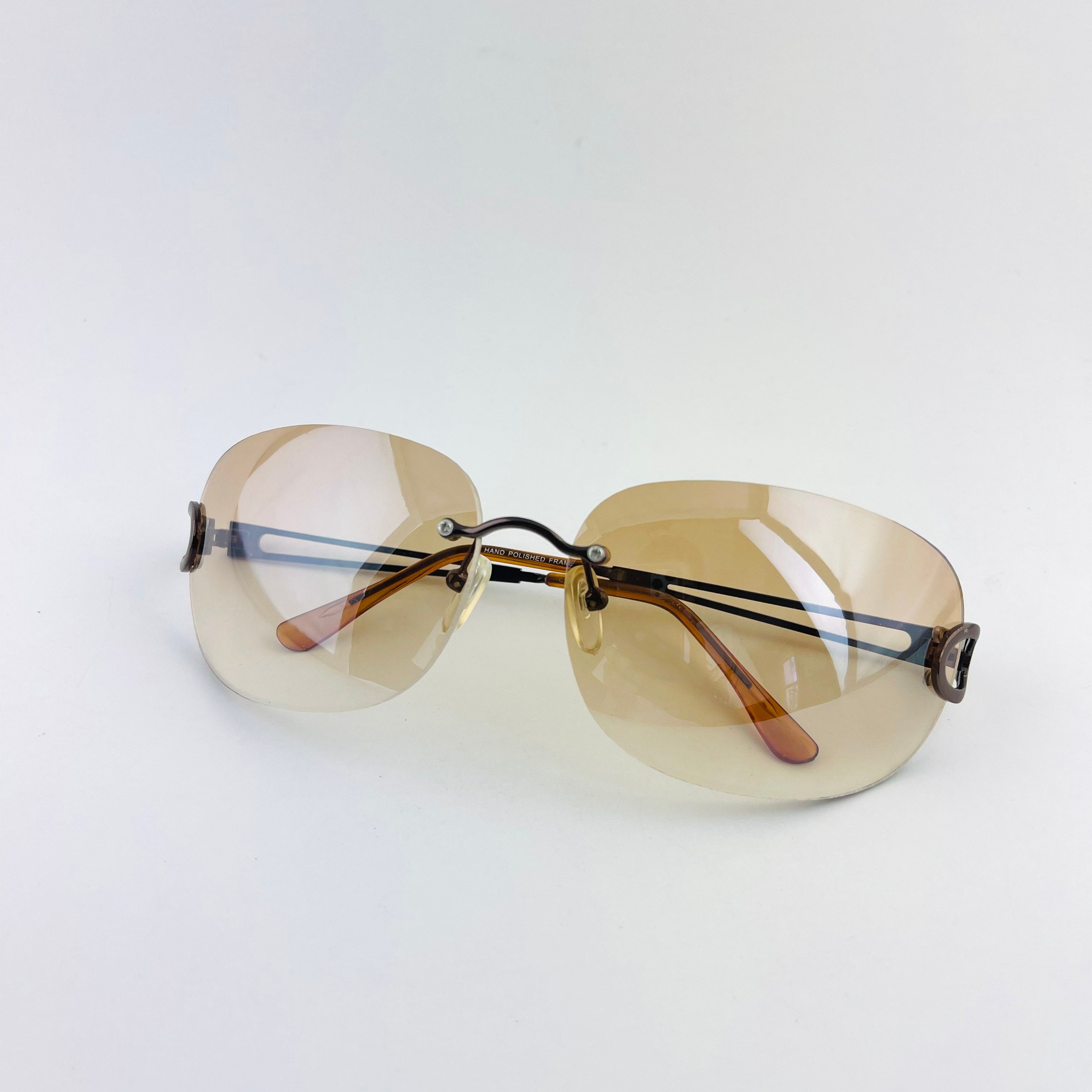 Chanel Purple / Brown Rimless Oval 4002 Sunglasses